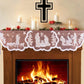 1pc White Lace Christmas Fireplace Cover With Christ Jesus Decor