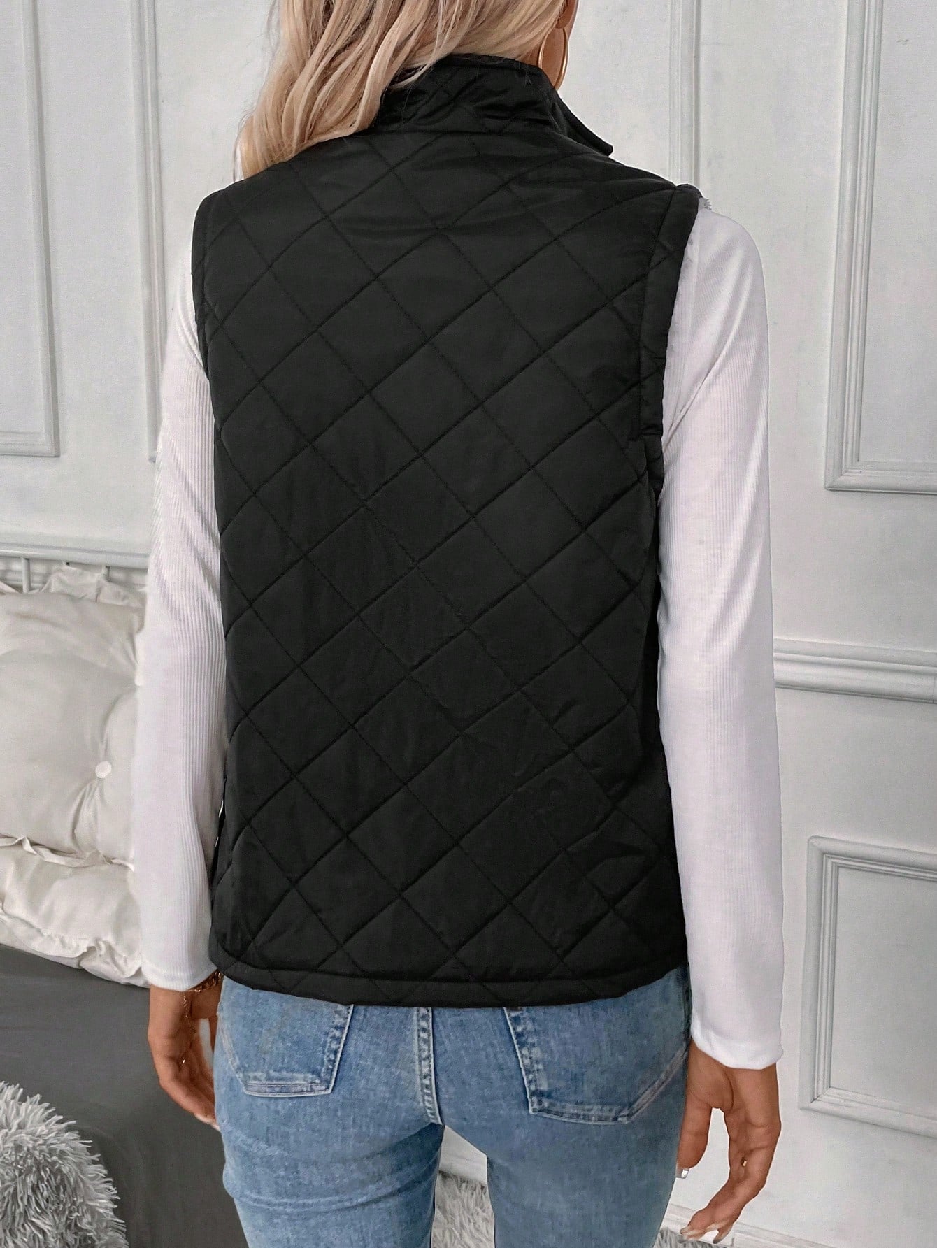 LUNE Zip Up Teddy Lined Vest Quilted Coat