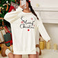 Qutie Christmas Print Drop Shoulder Teddy Sweatshirt Dress