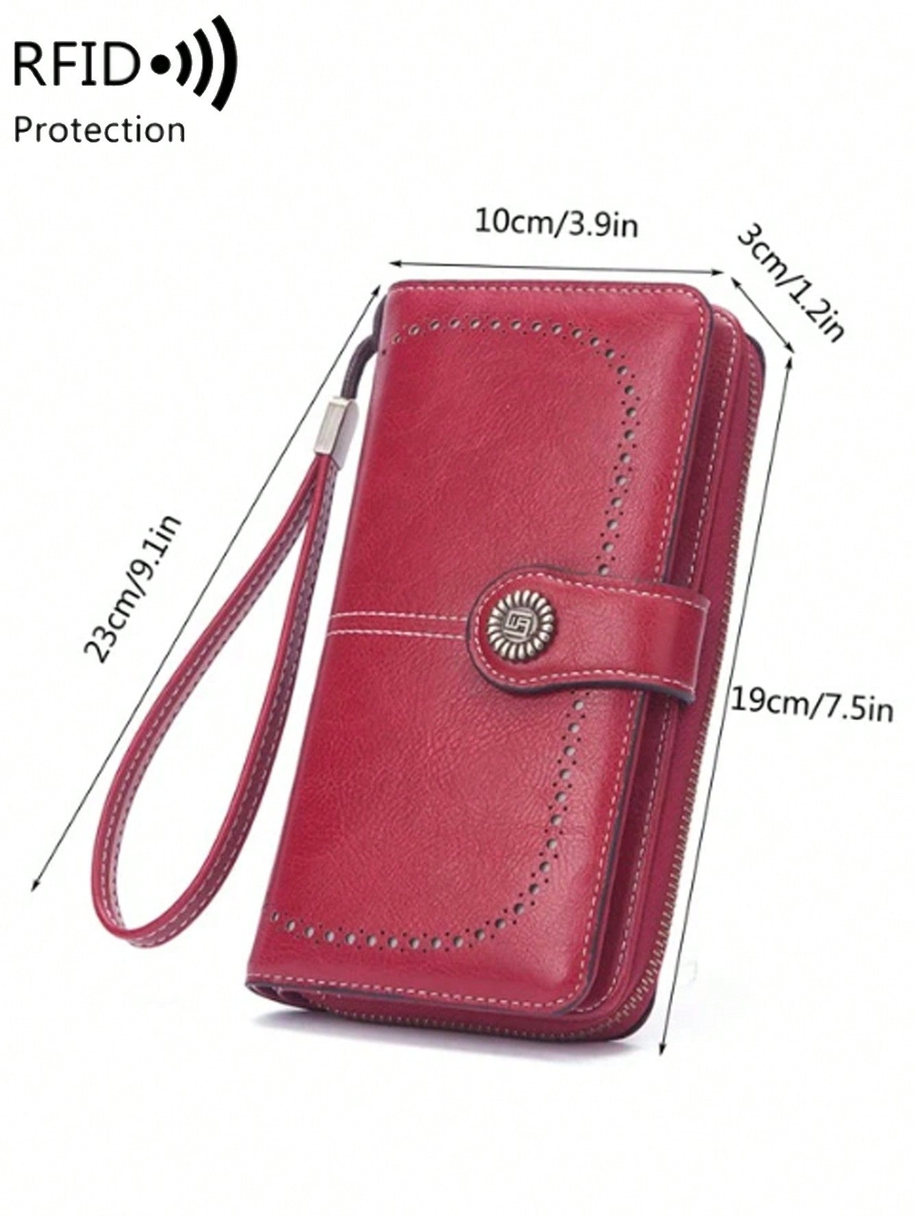 RFID Women's Fashion Vintage Large Capacity Zipper PU Leather Long Wallet Casual Coin Purse For Ladies 2 Styles To Choose