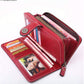 RFID Women's Fashion Vintage Large Capacity Zipper PU Leather Long Wallet Casual Coin Purse For Ladies 2 Styles To Choose