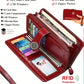 RFID Women's Fashion Vintage Large Capacity Zipper PU Leather Long Wallet Casual Coin Purse For Ladies 2 Styles To Choose