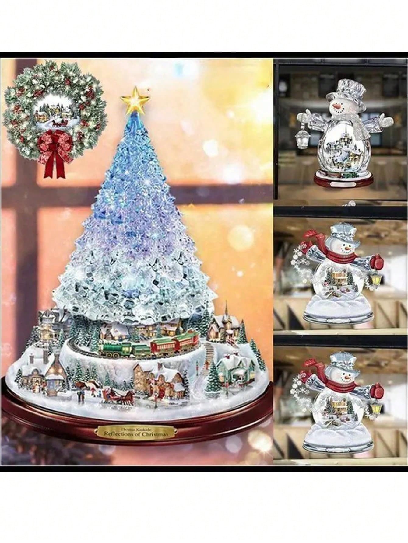 Merry Christmas Tree PVC Wall Sticker Crystal Ornament Window Glass Decoration Removable Decals, 20x30cm, 1pc: Santa Claus Window Glass Sticker Thanks Giving Day Home Decoration,Christmas