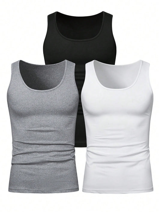 Manfinity Basics Men 3pcs Solid Tank Top