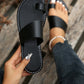 Women's Strappy Flat Sandals, Open Toe Anti-slip Slides, Outdoor Beach Shoes