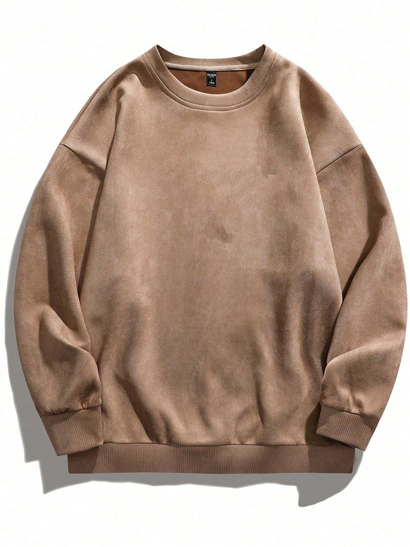 Men's Plain Round Neck Drop Shoulder Long Sleeve Sweatshirt