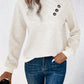 EMERY ROSE Button Detail Asymmetrical Neck Drop Shoulder Sweatshirt,Long Sleeve Tops