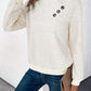 EMERY ROSE Button Detail Asymmetrical Neck Drop Shoulder Sweatshirt,Long Sleeve Tops