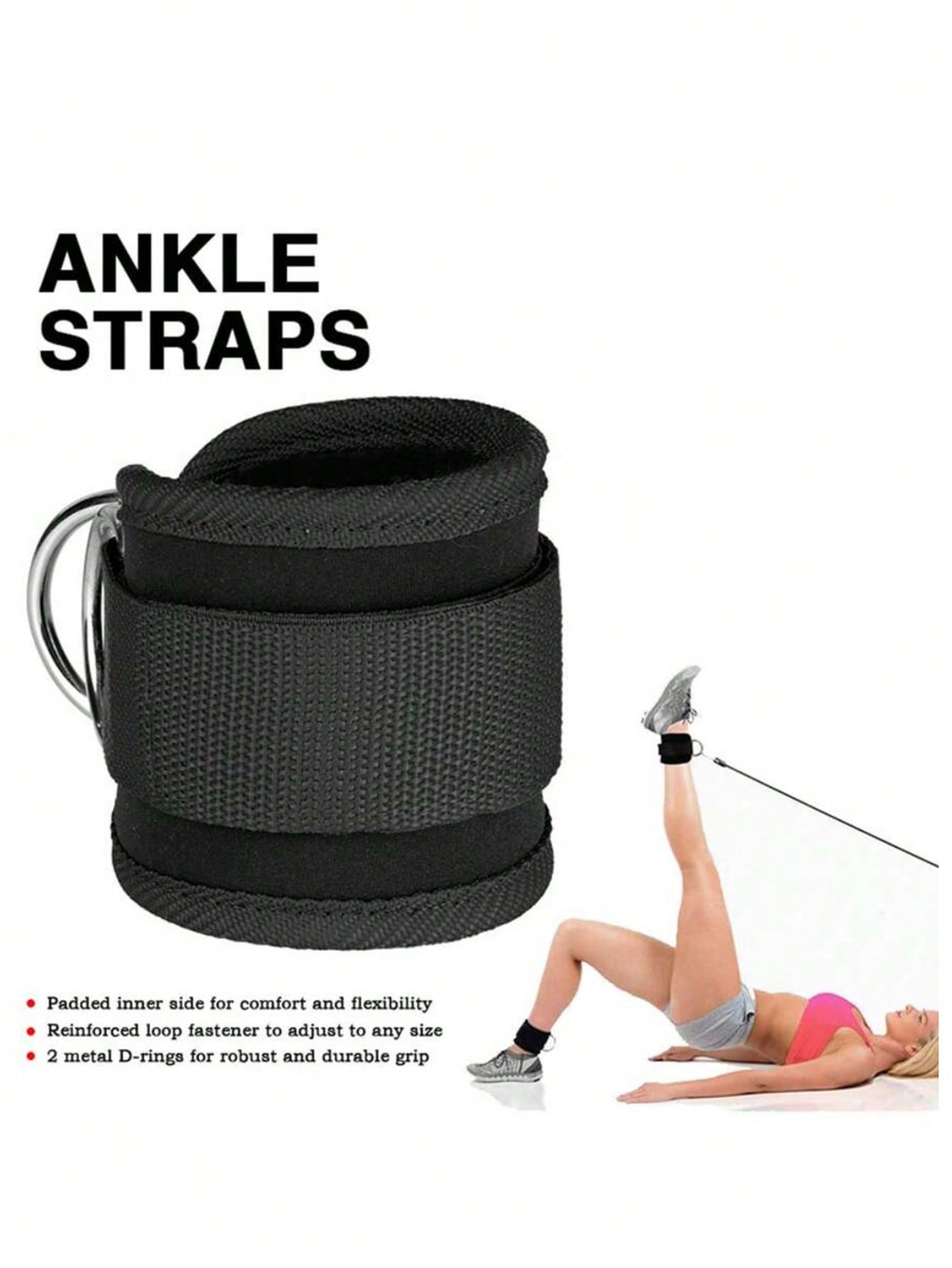 1pc Adjustable Ankle Strap Leg StrengthTraining, Leg Resistance Training, Double D-Ring Buckle Foot Cuff Foot Ring, Foot Buckle For Load-Bearing Dumbbell Loading Anklet