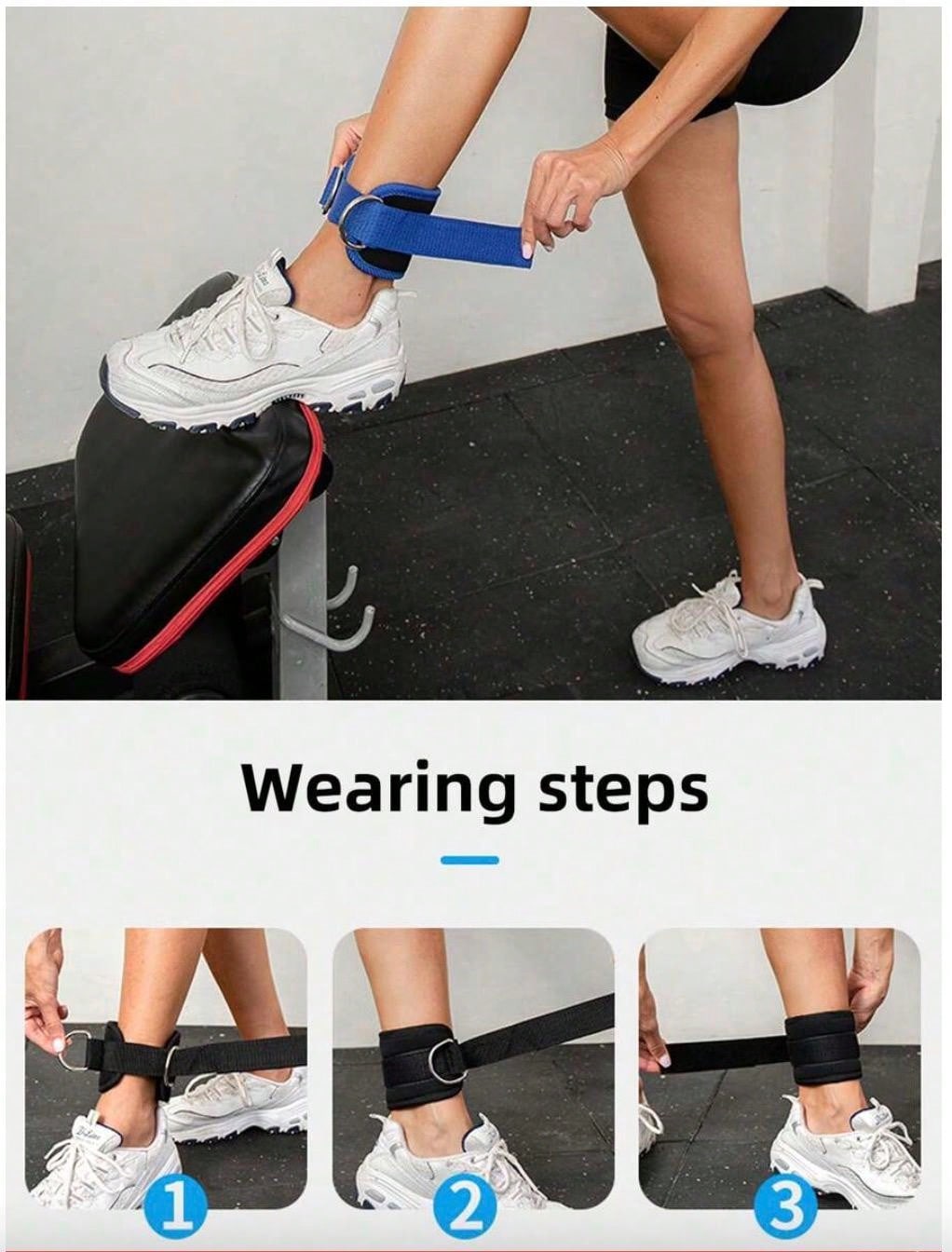 1pc Adjustable Ankle Strap Leg StrengthTraining, Leg Resistance Training, Double D-Ring Buckle Foot Cuff Foot Ring, Foot Buckle For Load-Bearing Dumbbell Loading Anklet