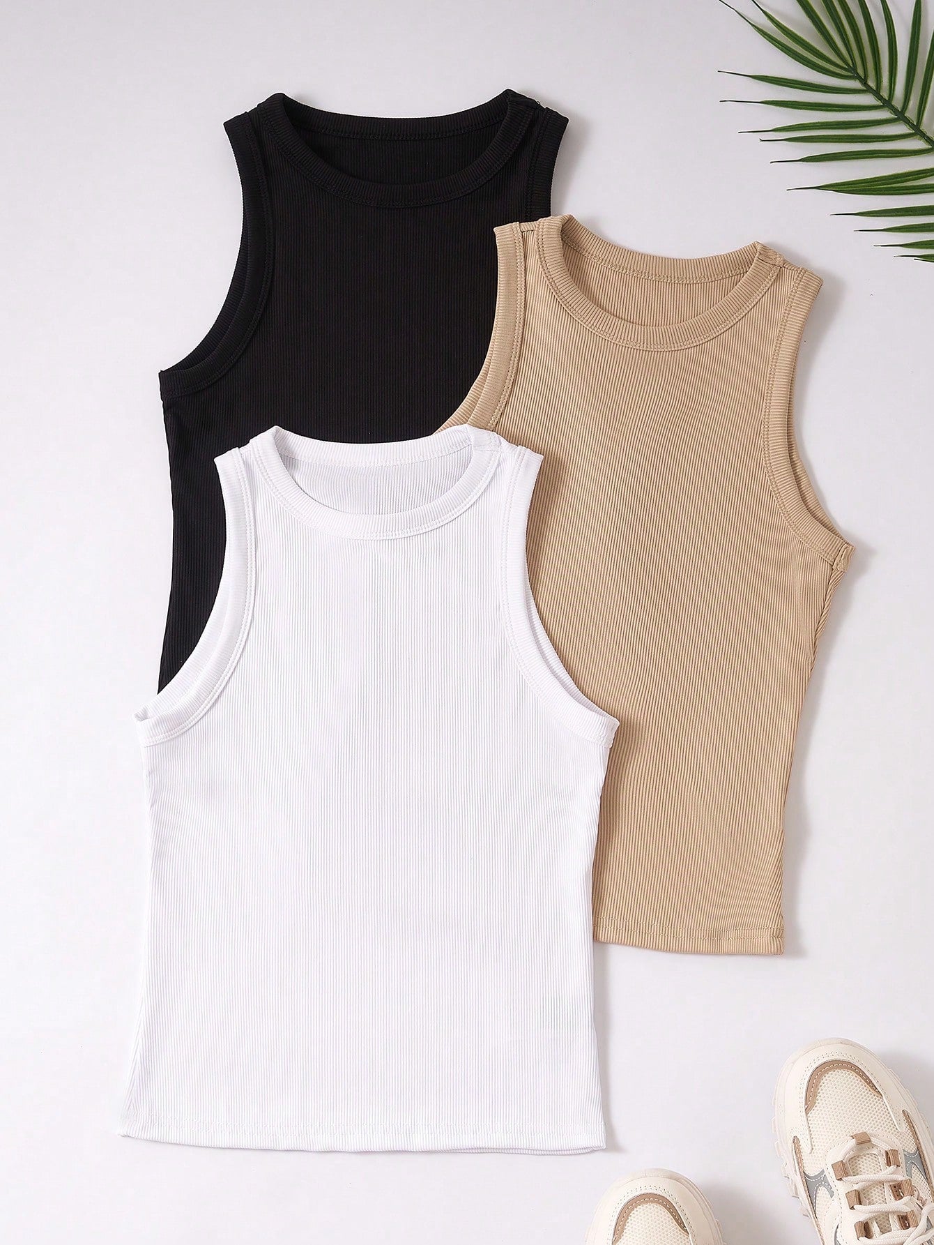 EZwear 3pcs Ribbed Knit Tank Top