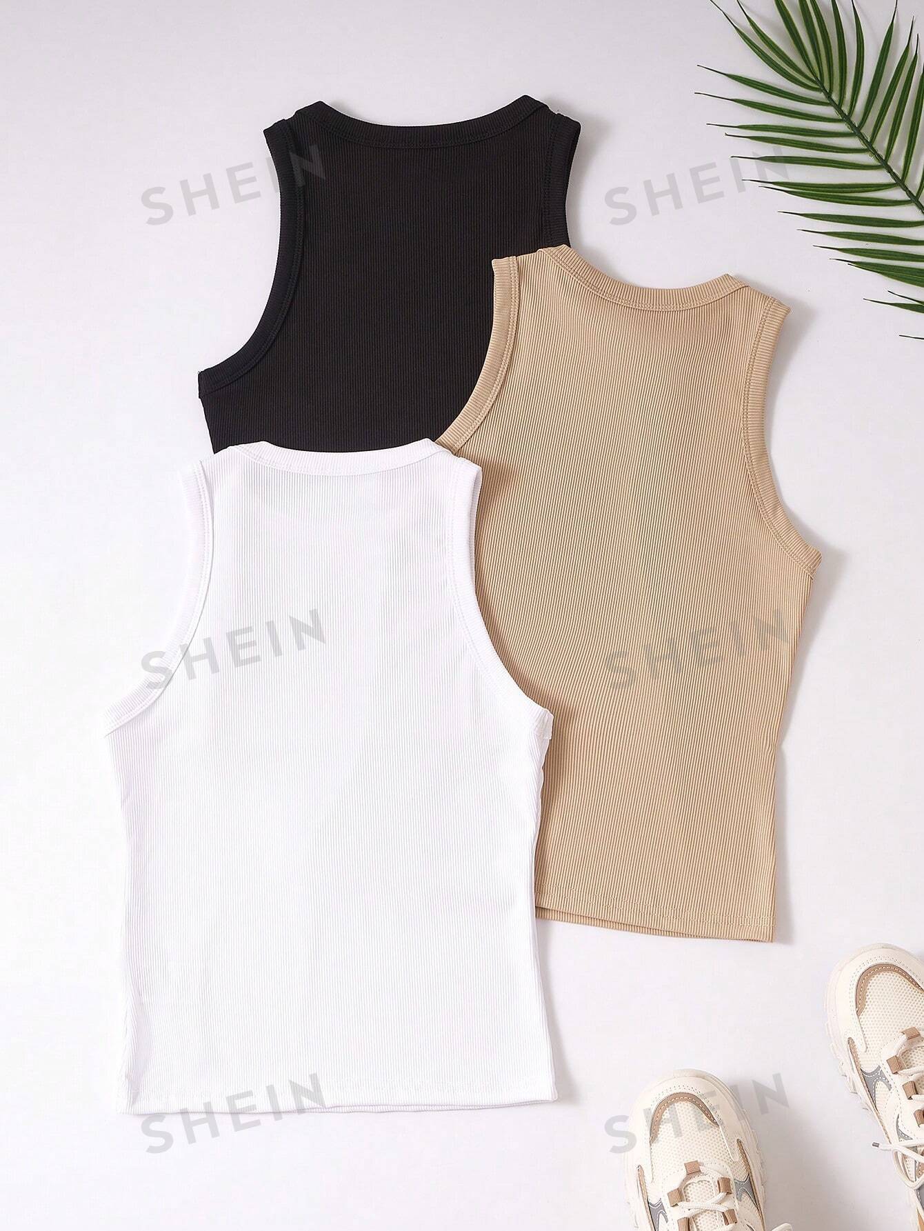 EZwear 3pcs Ribbed Knit Tank Top