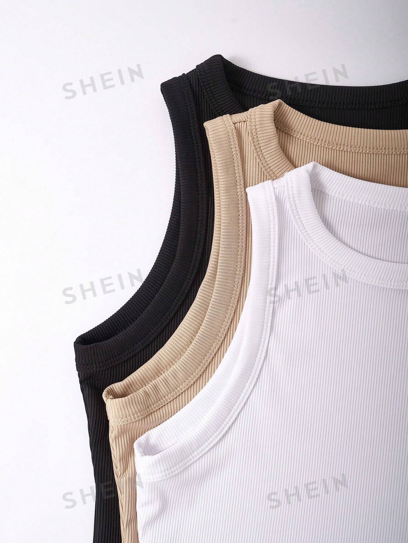 EZwear 3pcs Ribbed Knit Tank Top