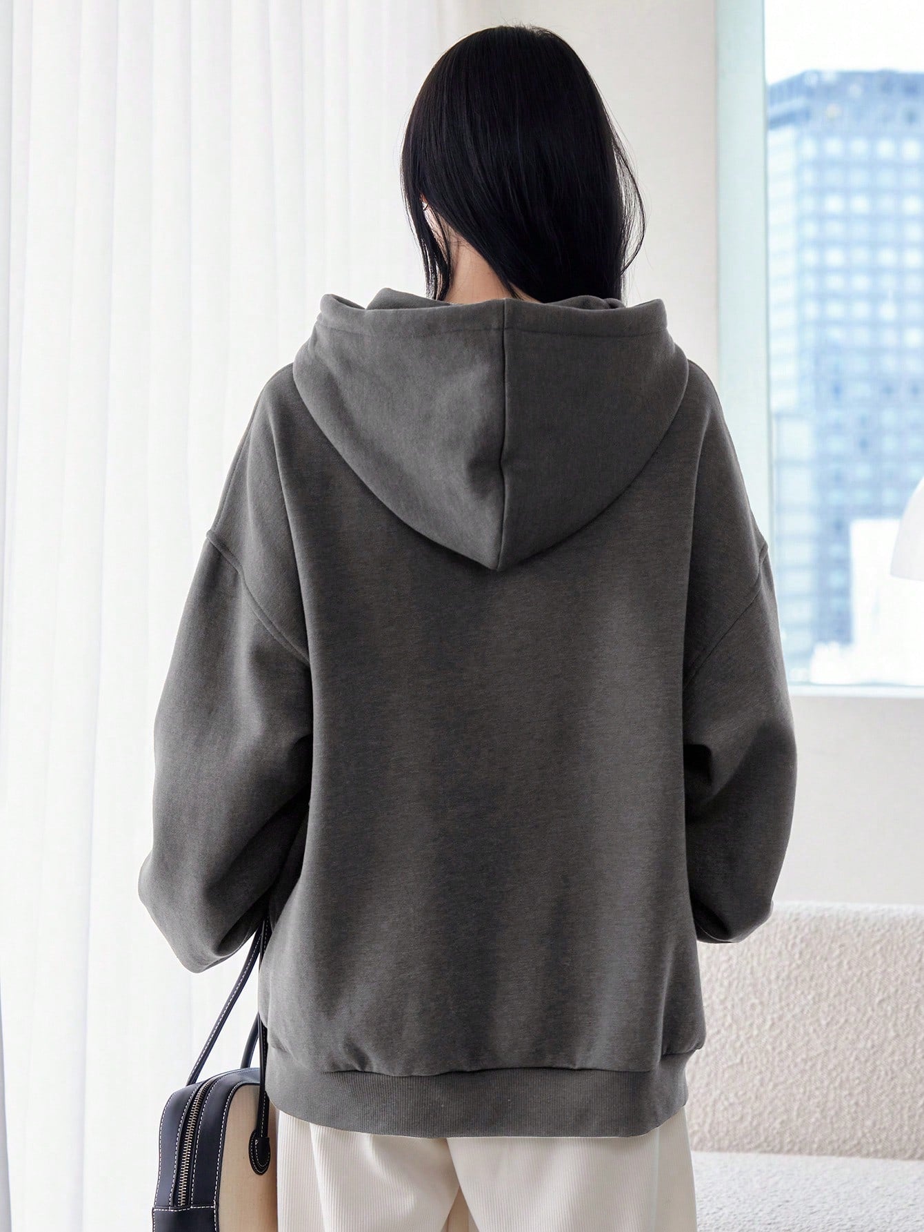 Dazy-Less Kangaroo Pocket Drop Shoulder Drawstring Hoodie