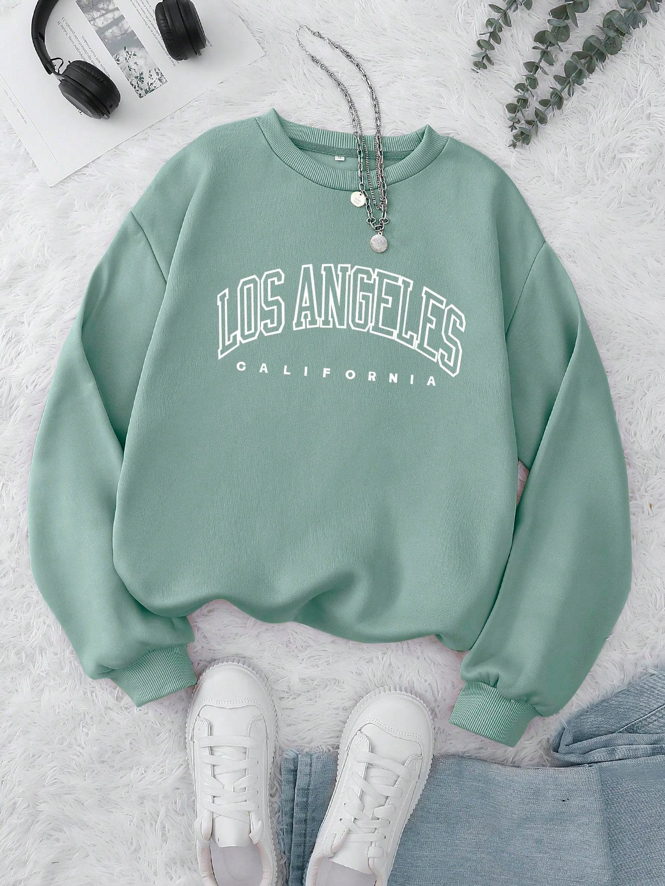 INAWLY Letter Graphic Thermal Lined Sweatshirt,Long Sleeve Tops