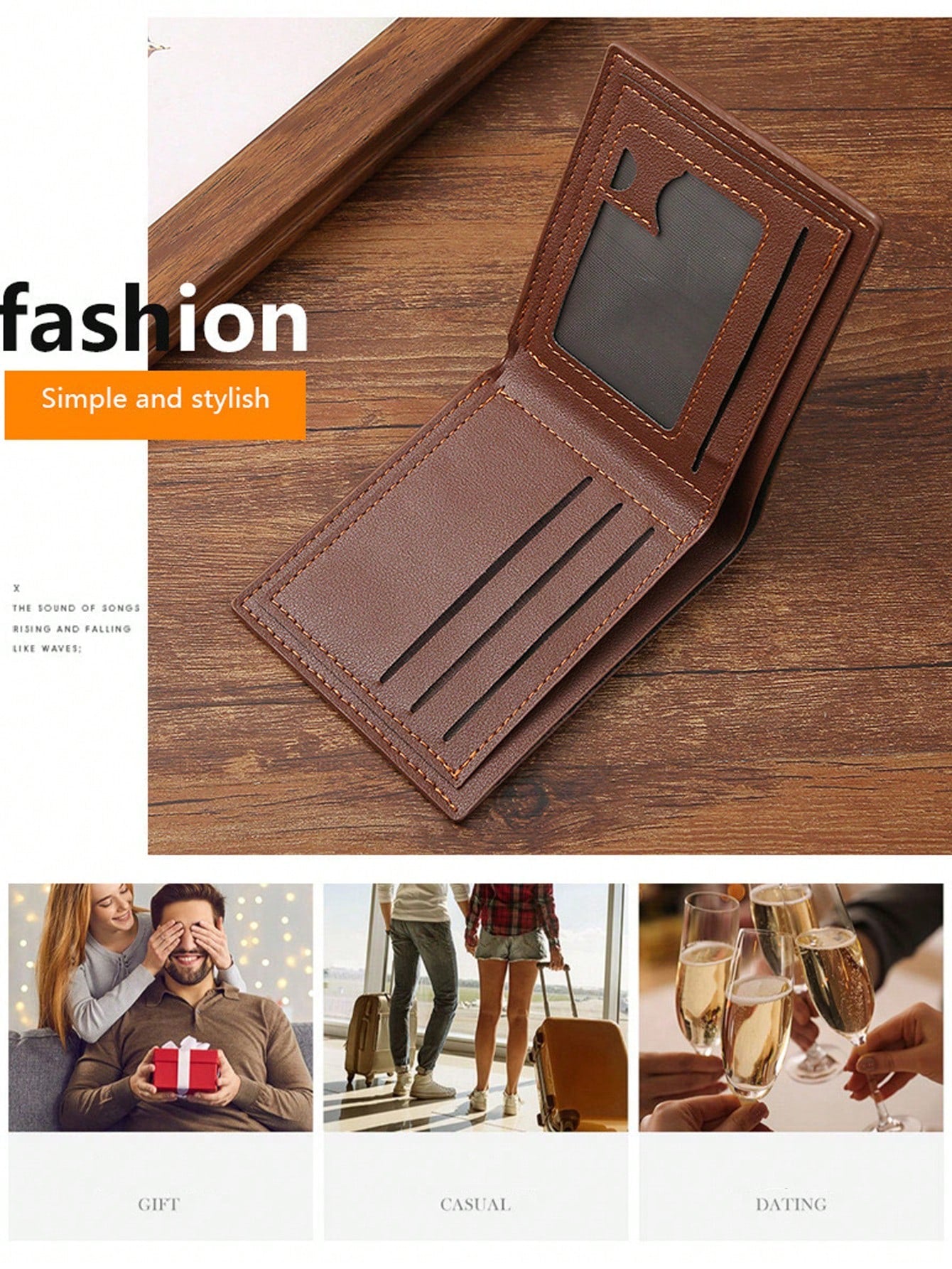 Men's Business Casual Pu Short Wallet For Men