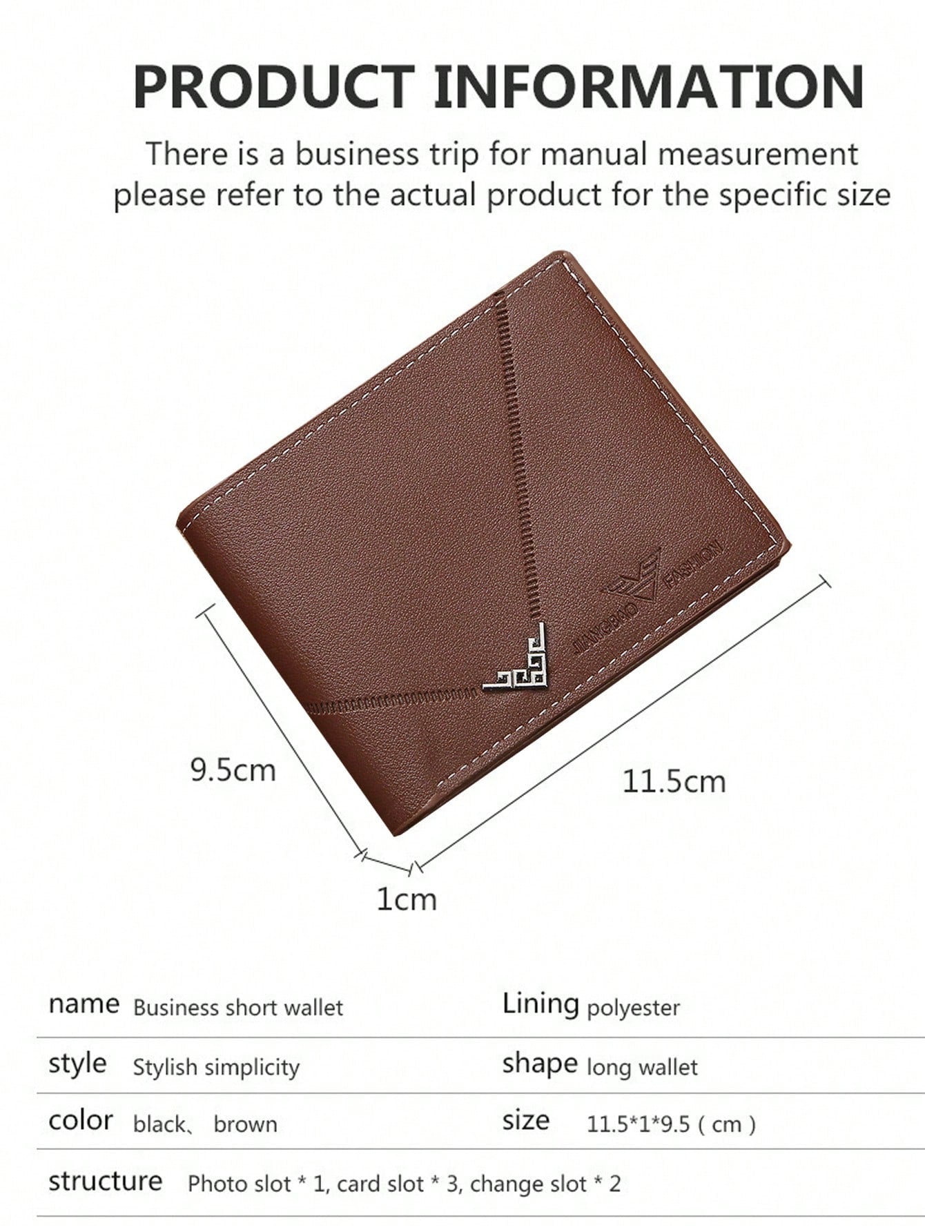 Men's Business Casual Pu Short Wallet For Men