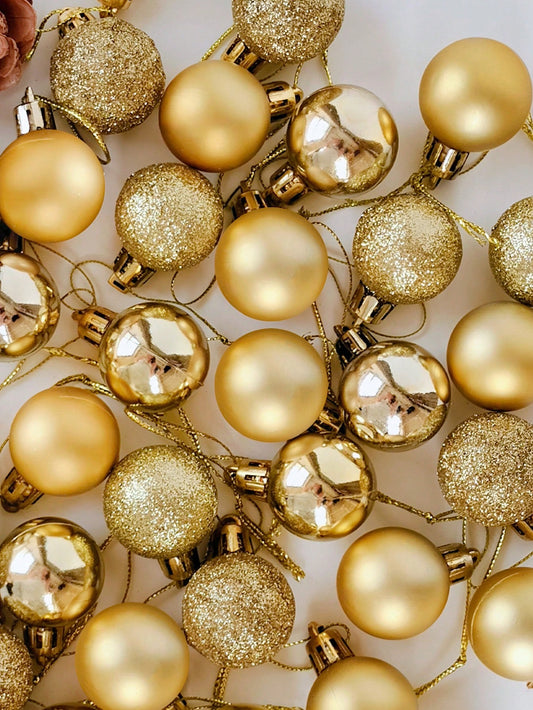 24pcs Gold-Colored Christmas Ball Ornaments For Tree Decoration