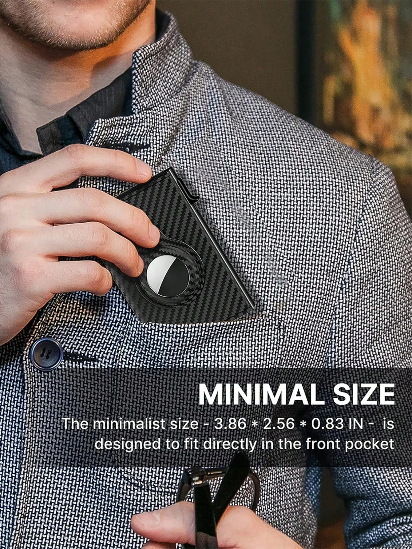 Anti-theft Carbon Fiber Trifold Magnetic Card Wallet For Men