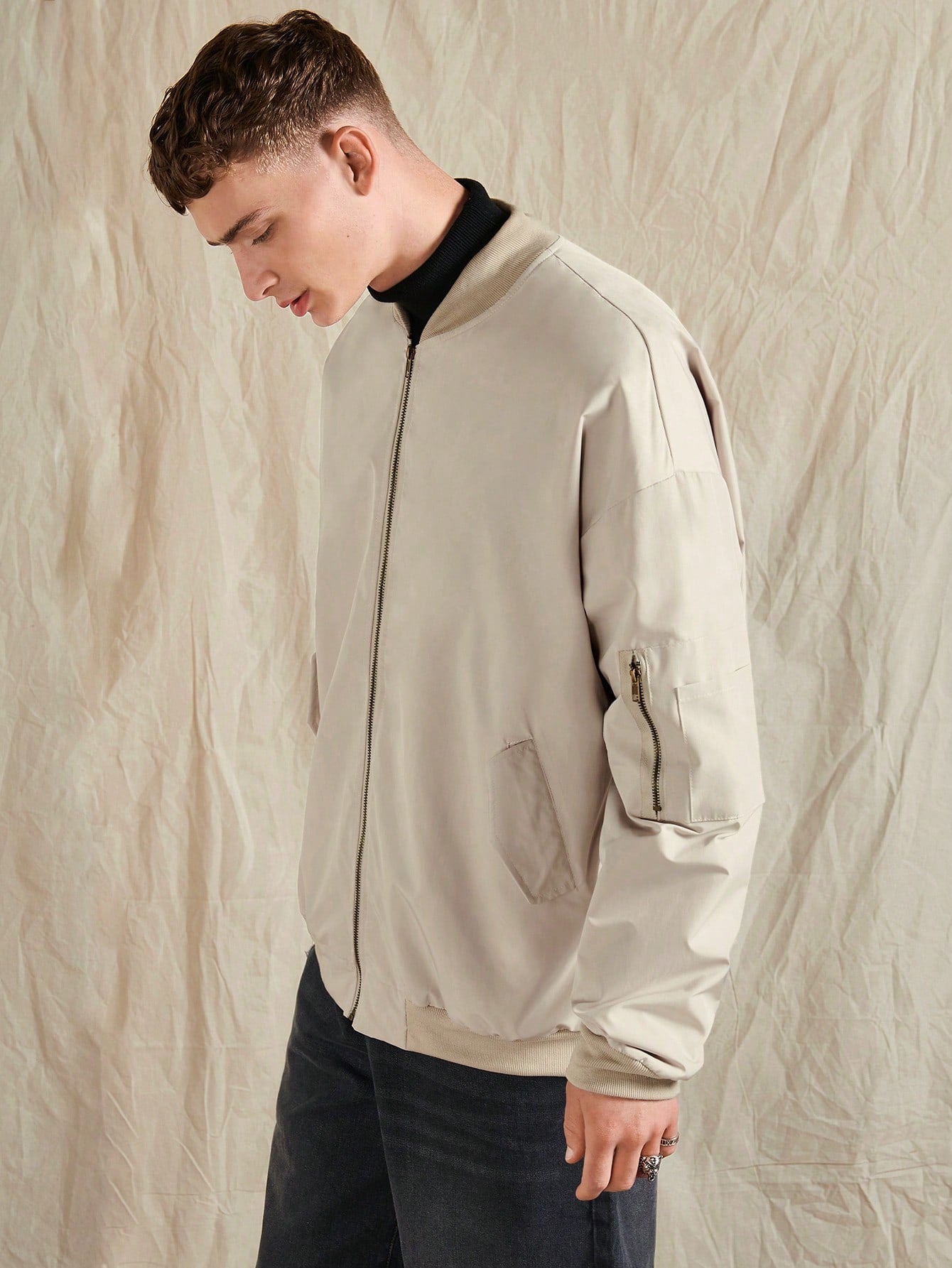 Manfinity Homme Oversized Men's Zip-Up Bomber Jacket