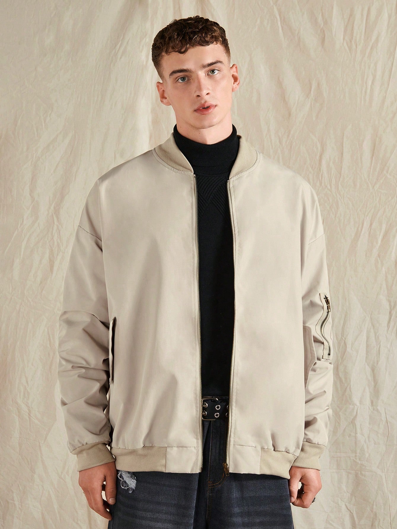 Manfinity Homme Oversized Men's Zip-Up Bomber Jacket