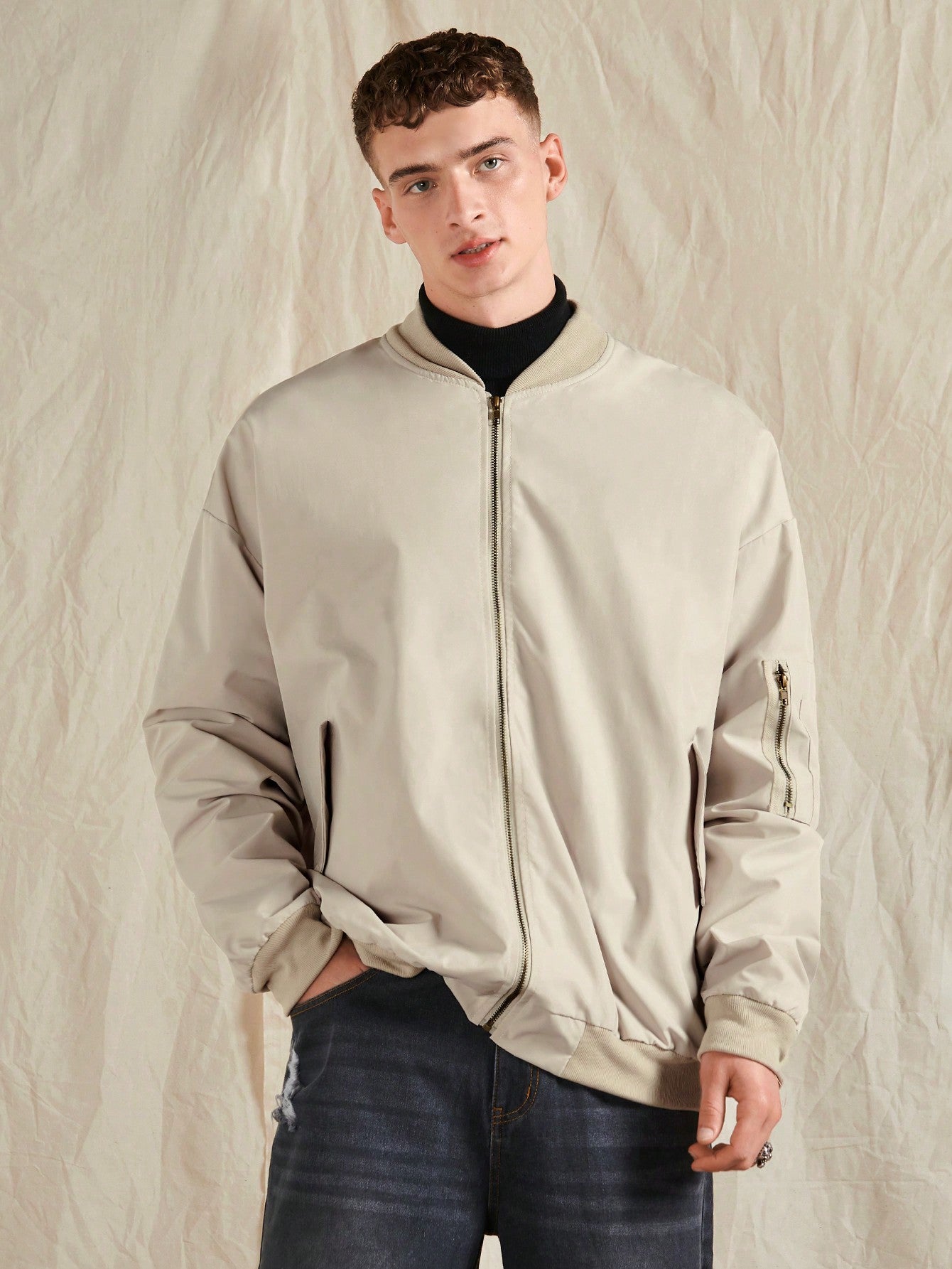 Manfinity Homme Oversized Men's Zip-Up Bomber Jacket