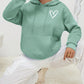 EZwear Heart Print Kangaroo Pocket Drop Shoulder Drawstring Hoodie