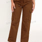 PETITE Drawstring Waist Flap Pocket Side Cargo Pants