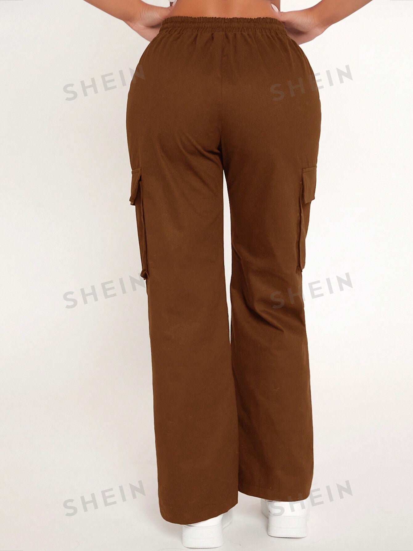 PETITE Drawstring Waist Flap Pocket Side Cargo Pants