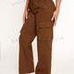 PETITE Drawstring Waist Flap Pocket Side Cargo Pants