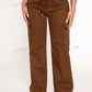 PETITE Drawstring Waist Flap Pocket Side Cargo Pants