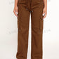 PETITE Drawstring Waist Flap Pocket Side Cargo Pants