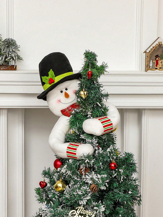 1pc Snowman Christmas Tree Topper Large Snowman Tree Topper With Top Hat Scarf Hugger For Christmas Holiday Winter Home Wonderland Party Decoration Ornament Supplies, Halloween, Halloween Decoration