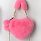 Furry Purse For Girls Heart Shaped Fluffy Handbag For Women Soft Small Shoulder Bag Clutch Purse With Metal Chain Strap . The Best Valentine's Gifts For Girlfriend Lady