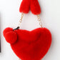 Furry Purse For Girls Heart Shaped Fluffy Handbag For Women Soft Small Shoulder Bag Clutch Purse With Metal Chain Strap . The Best Valentine's Gifts For Girlfriend Lady