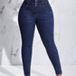 Lady Women's Plus Size Slim Fit Jeans With Button And Whisker Design, For Thanksgiving