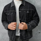 Manfinity LEGND Oversize Men's Frayed Trim Flap Pocket Detail Denim Jacket