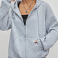 Essnce Solid Zip Up Drop Shoulder Drawstring Thermal Lined Hoodie