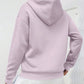 EZwear Heart Print Kangaroo Pocket Drop Shoulder Drawstring Hoodie