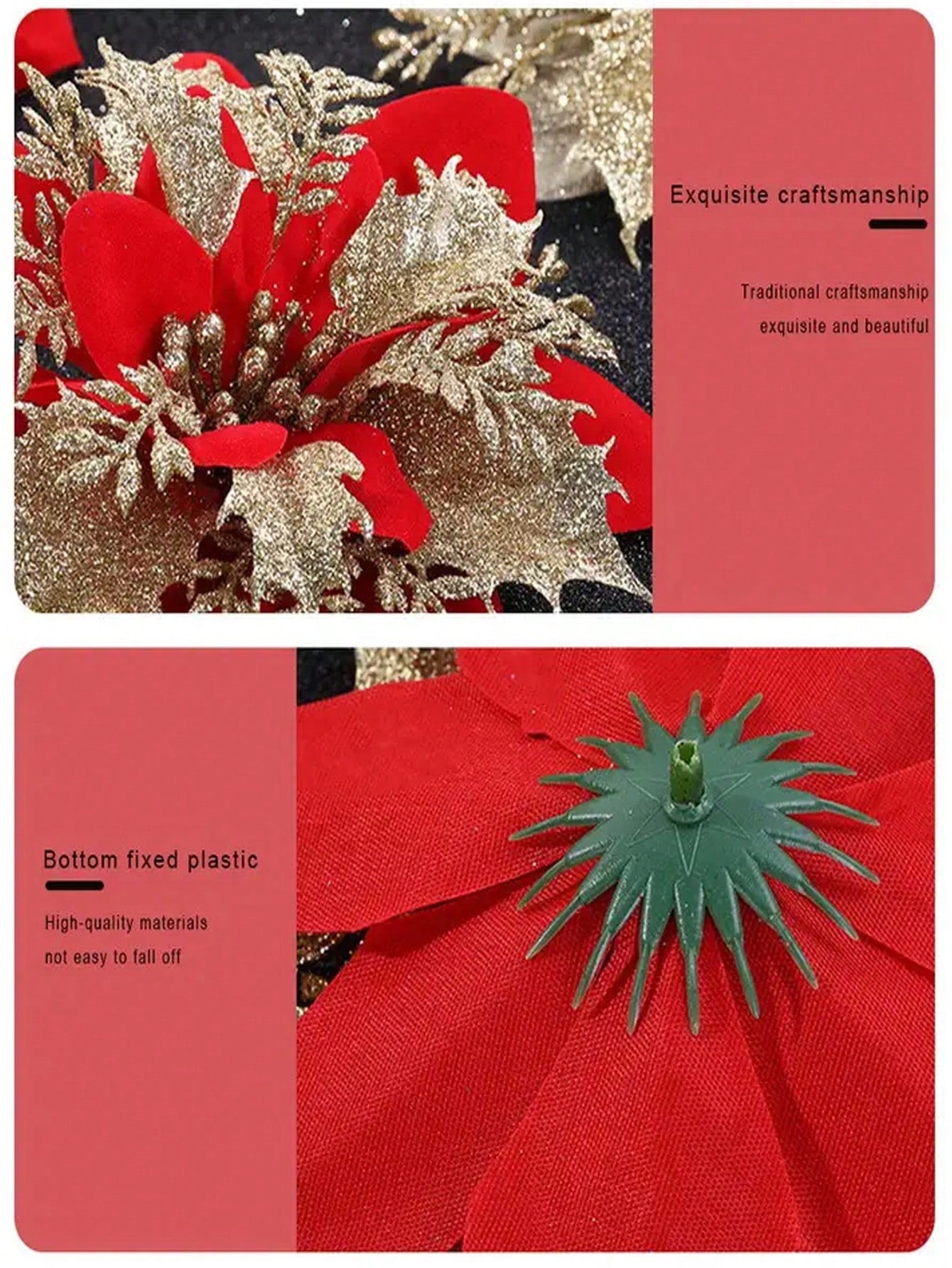 10Pcs/Set Flower Design Christmas Tree Decoration,Christmas Wreath Christmas Tree Flowers Ornaments, For Xmas Party,Wedding,Suitable For Christmas Tree Decoration And Holiday Party Decoration