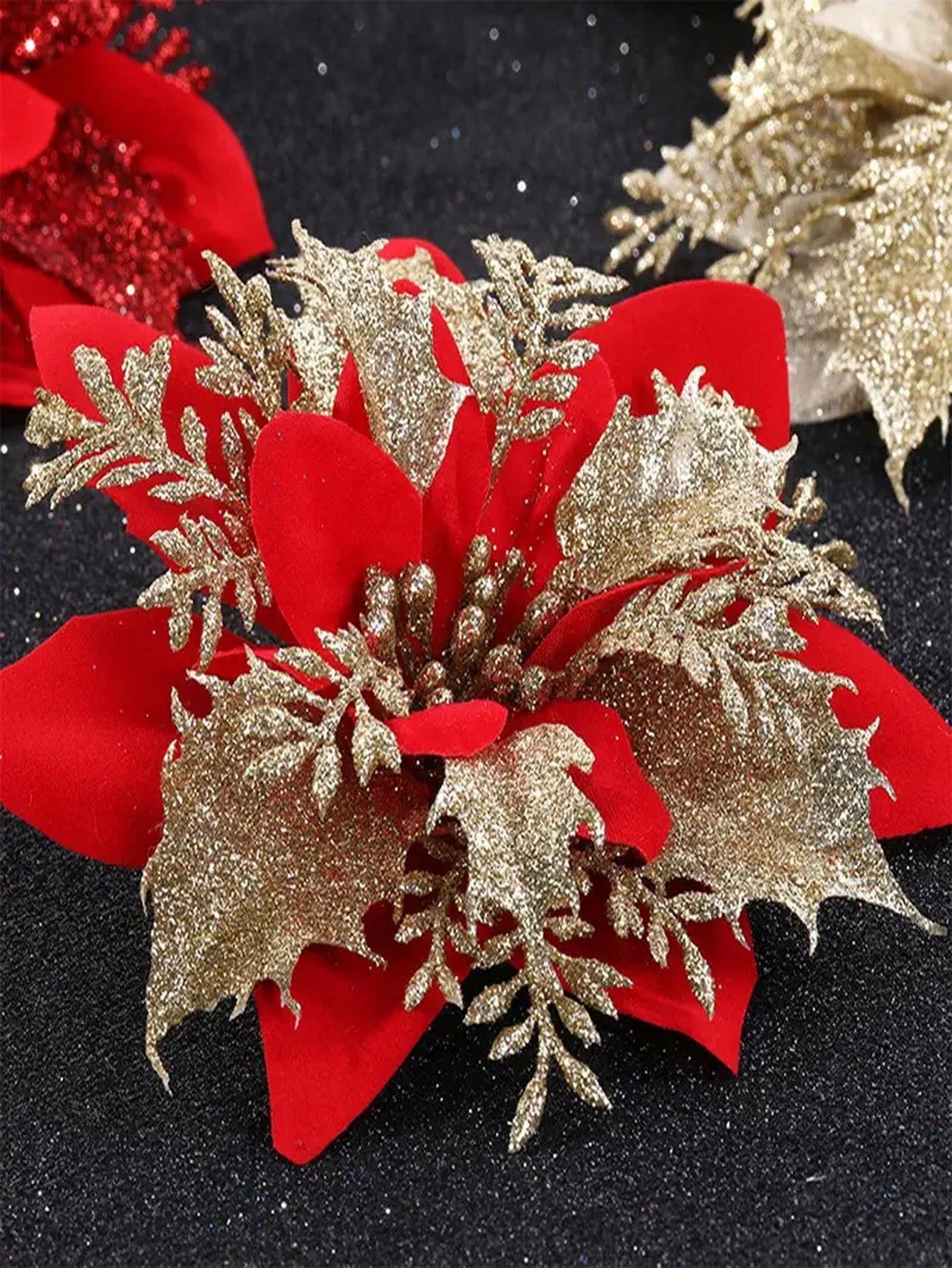 10Pcs/Set Flower Design Christmas Tree Decoration,Christmas Wreath Christmas Tree Flowers Ornaments, For Xmas Party,Wedding,Suitable For Christmas Tree Decoration And Holiday Party Decoration