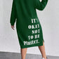 Women's Plus Size Slogan Printed Slit Drop Shoulder Sweatshirt Dress