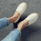 Men Minimalist Espadrilles Canvas Loafers White, White Solid Color Woven Grass Shoes