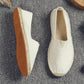 Men Minimalist Espadrilles Canvas Loafers White, White Solid Color Woven Grass Shoes