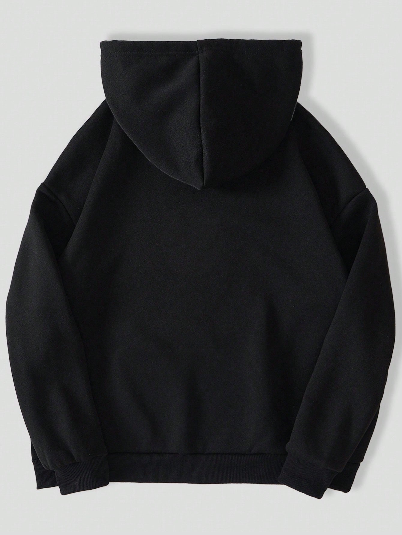 EZwear Plus Letter Graphic Kangaroo Pocket Drawstring Hoodie