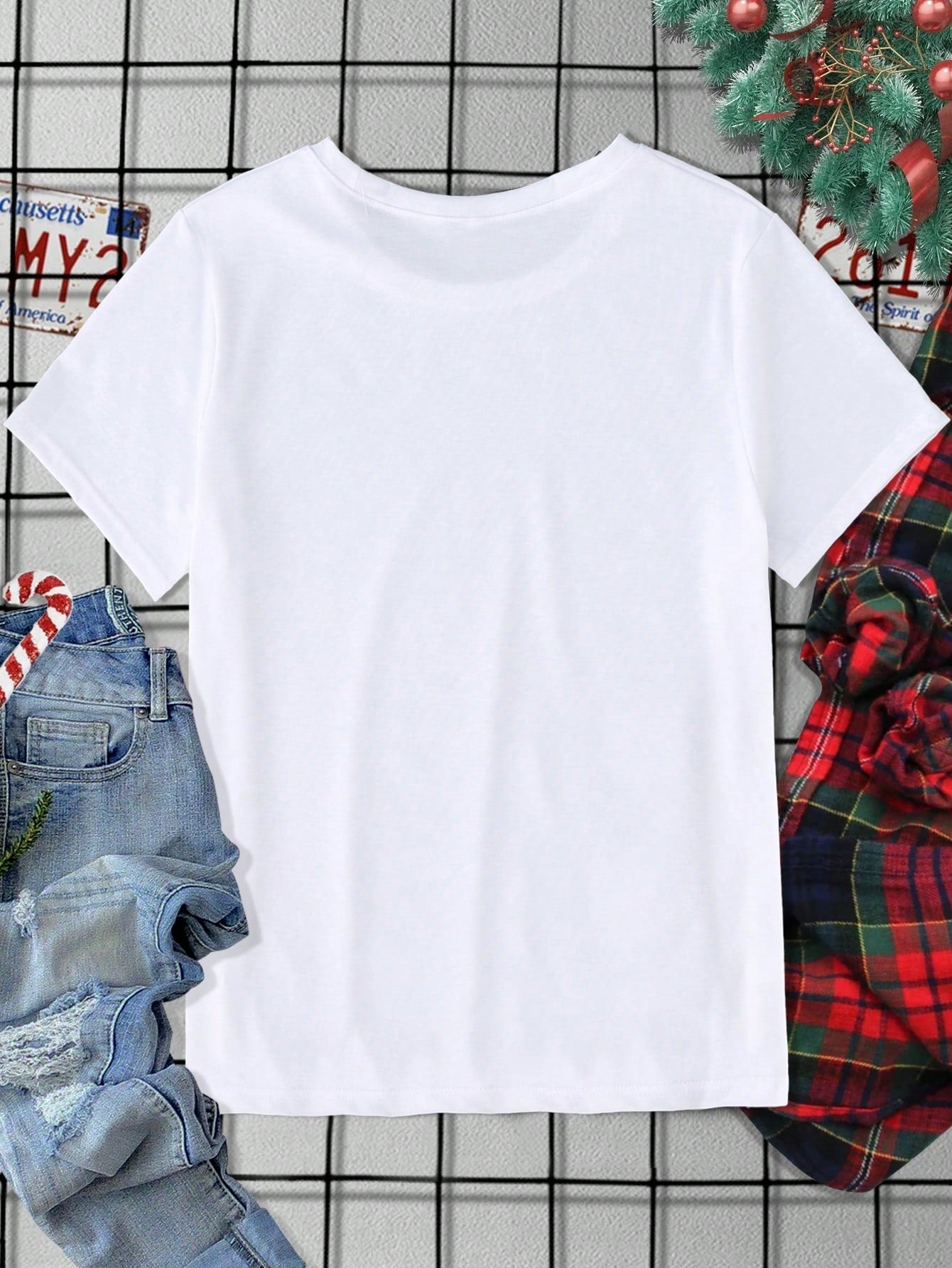 Men 1pc Christmas Print Tee