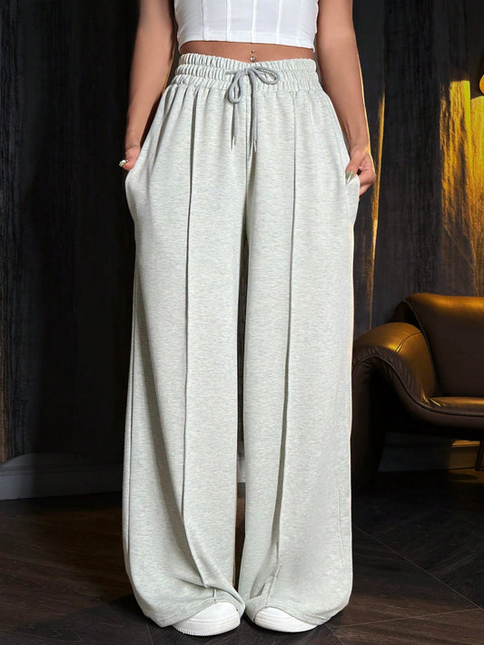 MOOSTA Drawstring Waist Wide Leg Sweatpants