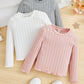 Tween Girls Slim Fit Casual Simple Comfortable Versatile Ribbed Crew Neck Long Sleeve Tees Multi Pack