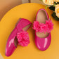 2023 Fashionable Solid Color Flower Embellished Round Toe Slip-resistant Flat Outdoor Casual Princess Shoes