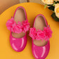 2023 Fashionable Solid Color Flower Embellished Round Toe Slip-resistant Flat Outdoor Casual Princess Shoes